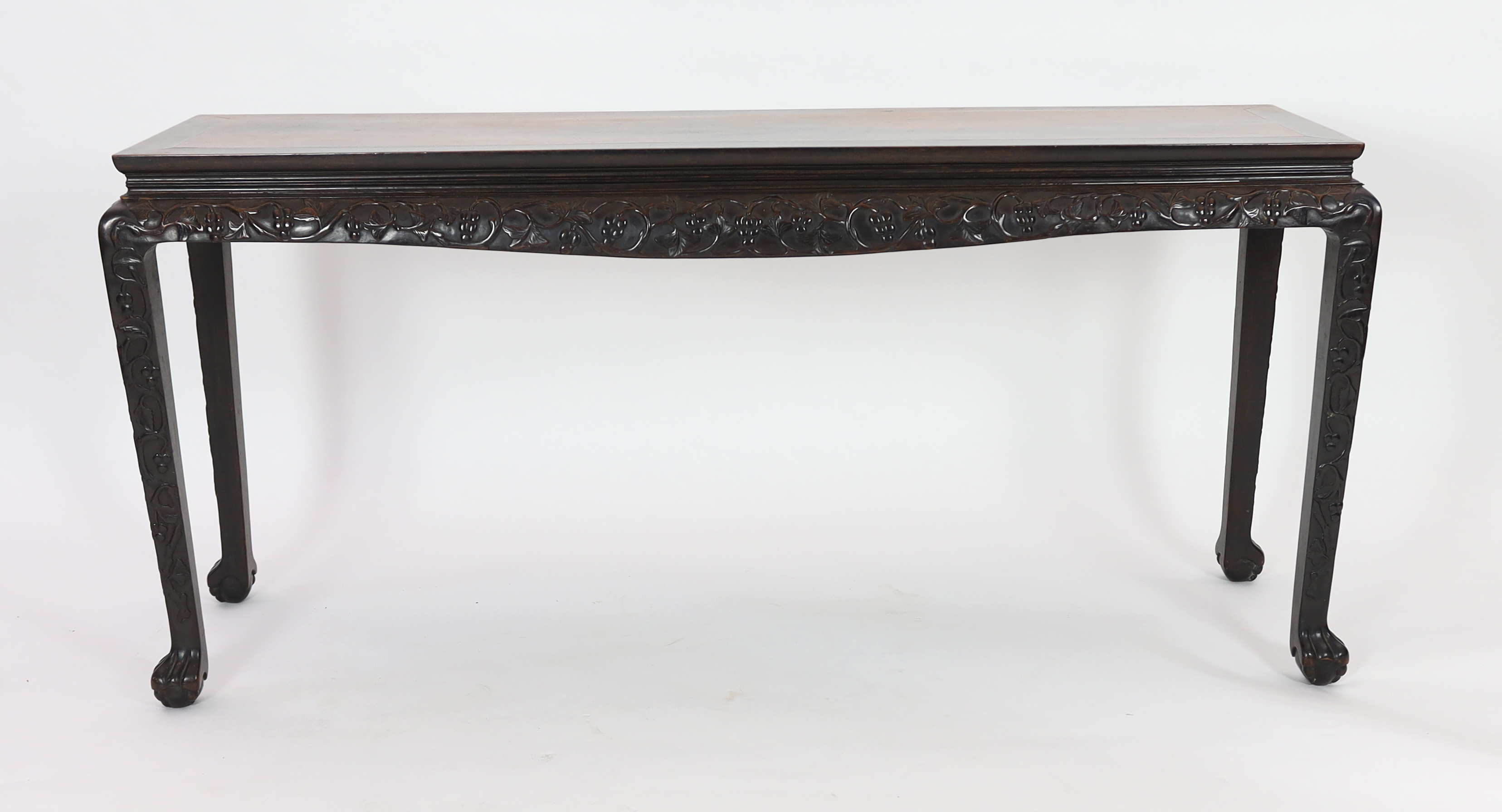 A 19th century Chinese hongmu altar table 176cm wide, 50cm deep, 83cm high